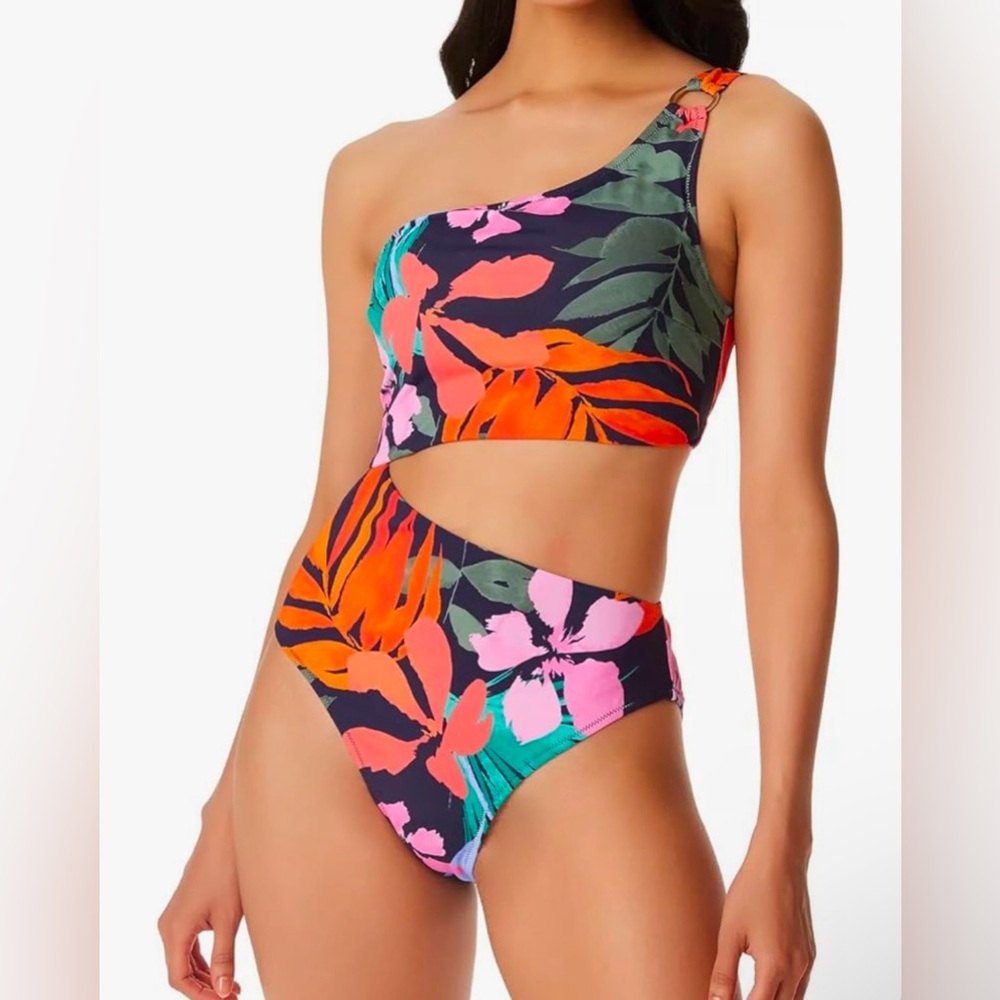 JESSICA SIMPSON Island’s Paradise Cutout One Piece Swimsuit and Pants Set